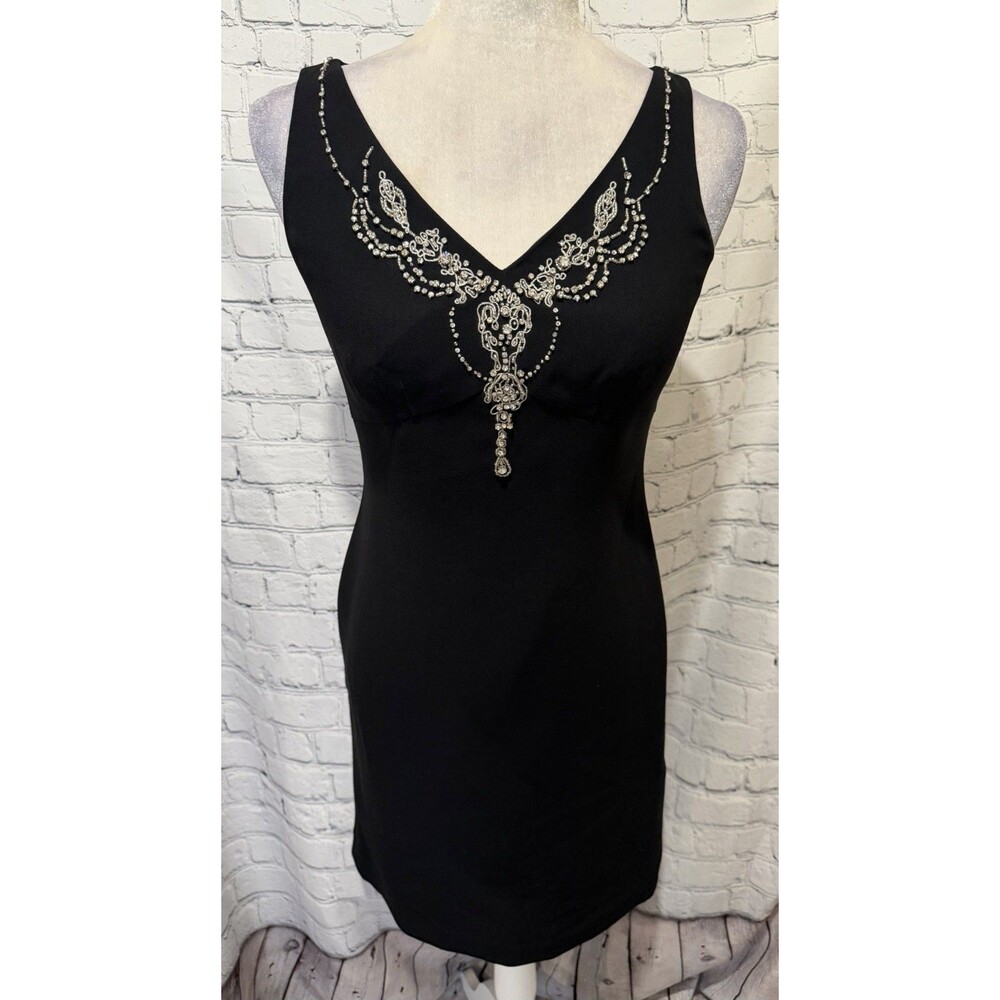 Petite Sophisticate Vintage 90s y2k black rhinestone fairy party dress Size 2